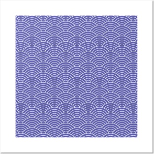 blue seigaiha japanese wave pattern Posters and Art